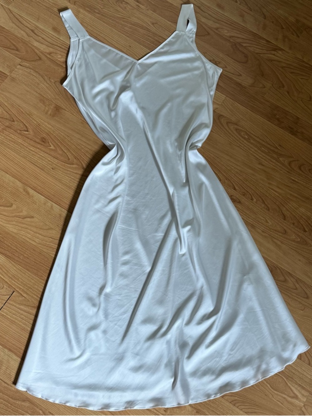 white satin midi dress